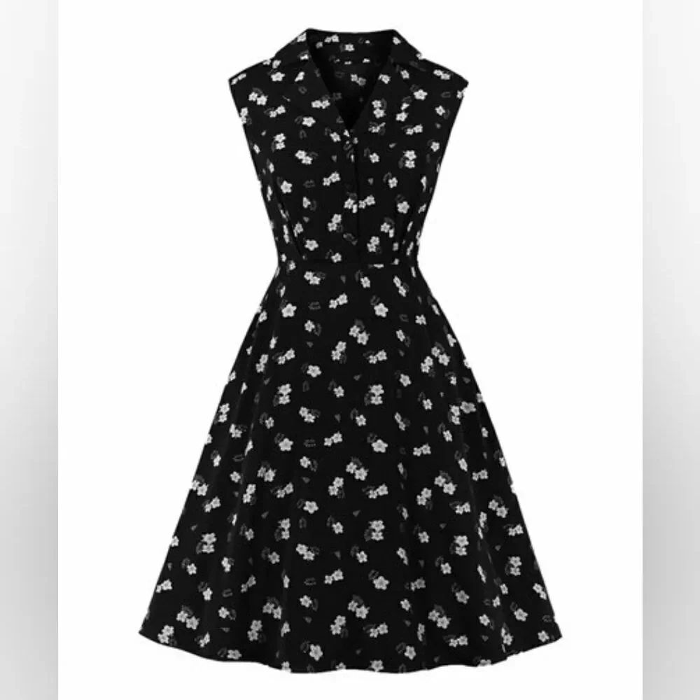 GYK Button-Front Sleeveless A-Line Midi Dress Sz Med